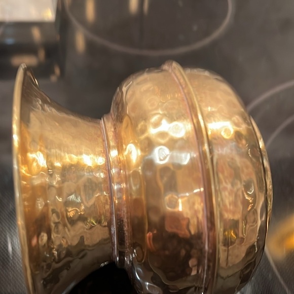 Brass Hand Hammered Round Vase Spittoon Container - Picture 5 of 5